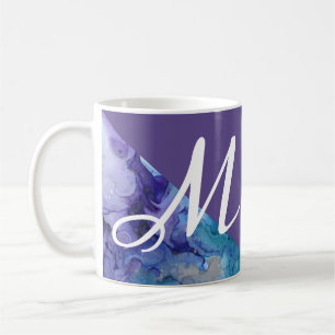 Mug Monogramme ultra-violet à la mode de turquoise