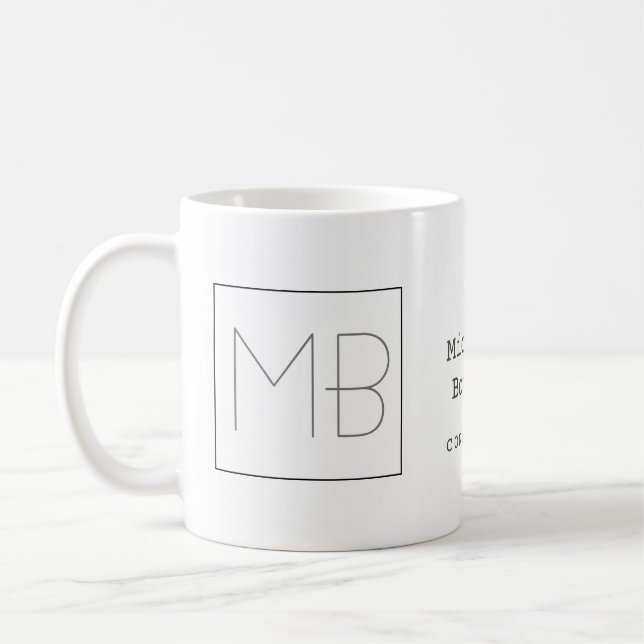 Mug Monogramme unique minimaliste élégant (Gauche)
