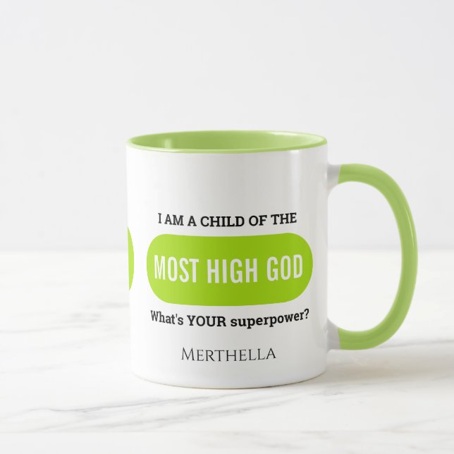 Mug Monogramme vert de la superpuissance chrétienne pe (Droite)