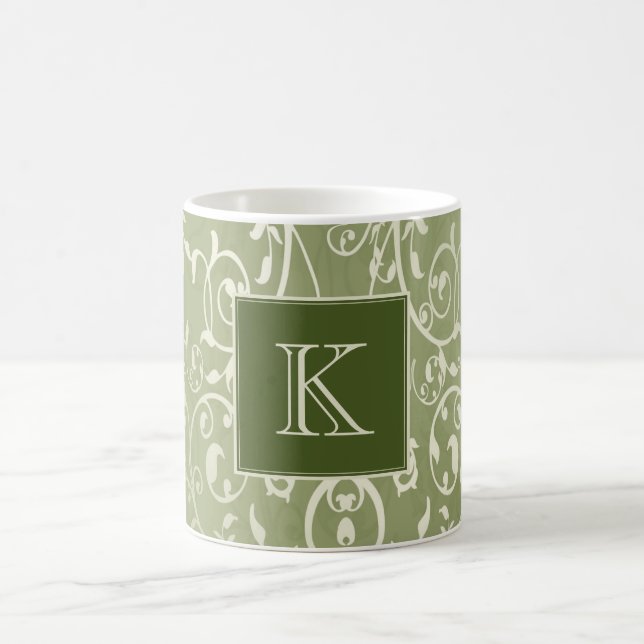 Mug Monogramme vert Élégant (Centre)