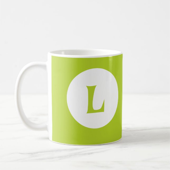 Mug Monogramme vert néon moderne (Gauche)