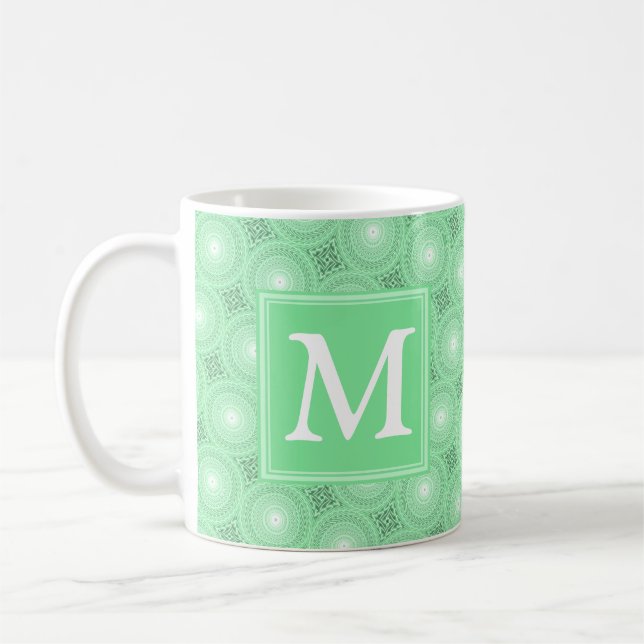 Mug Monogramme vert ressort cercles motif (Gauche)