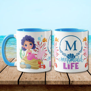 Mug Monogramme Vie de Sirène Sous la Mer