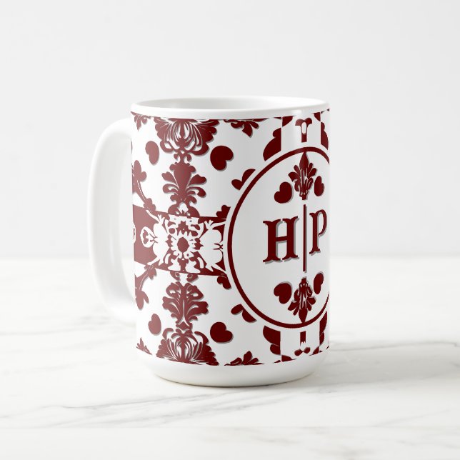 Mug Monogramme vintage Damas (Devant gauche)