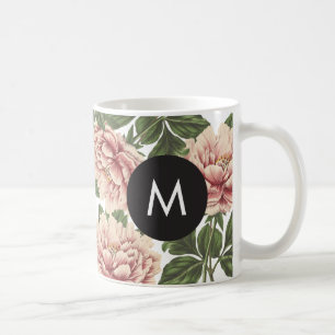 Mug Monogramme vintage de pivoines