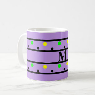 Mug Monogramme violet vert jaune Pois