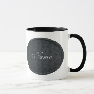 Mug Monogramme Votre Nom Fleurs Noir Personnalisé