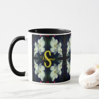 Mug Monogramme Votre Nom Initial Clématite Art Floral