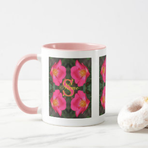Mug Monogramme Votre Nom Initial Rose Art Personnalisé