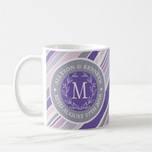 Mug Monogramme Wreath Stripes à la mode Laurel aux feu