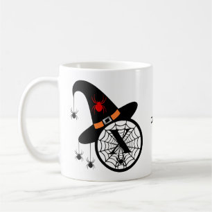 Mug Monogramme X Araignées de sorcières d'Halloween Vo