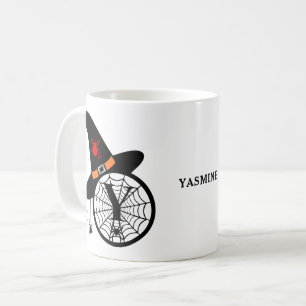 Mug Monogramme Y Araignées de sorcières d'Halloween Vo