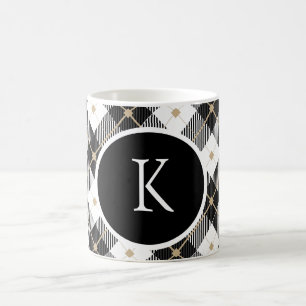 Mug Monogrammed Black White Gold