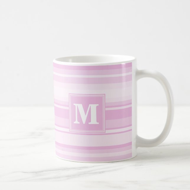 Mug Monogrammes à rayures roses pour bébé (Droite)