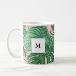 Mug Monographie de feuilles tropicaux écossais<br><div class="desc">Boug monogramme feuille vert moderne couleur d'aquarelle tropicale. Vous pouvez facilement changer le monogramme pour le personnaliser.</div>