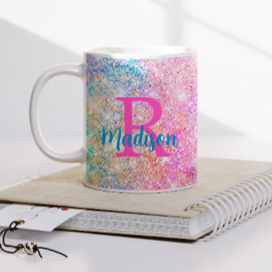Mug Monographie de la fausse parties scintillant rose