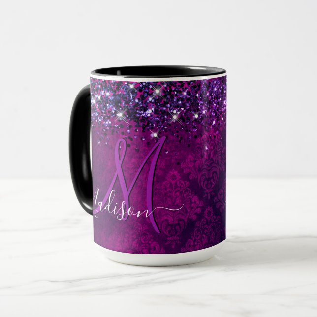 Mug Monographie de la parties scintillant noire mignon (Devant gauche)