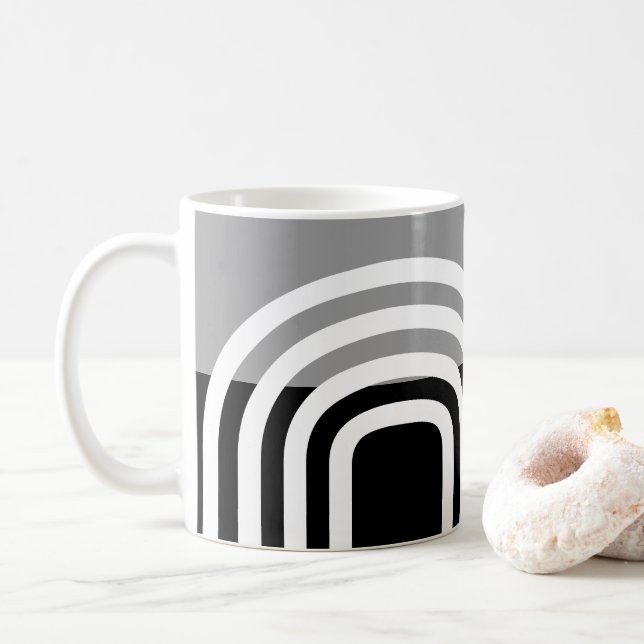 Mug Monotone moderne noir blanc Motif initial (Avec donut)