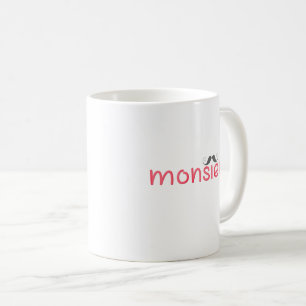 Mug MONSIEUR Fun French Citation & Mustache - Rouge