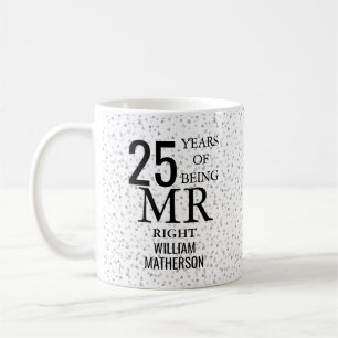 Mug Monsieur Right Fun 25e Anniversaire Cœurs d'Argent
