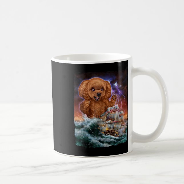 Mug Monster Poodle Dog Comme Kraken Attaque Un Bateau  (Droite)