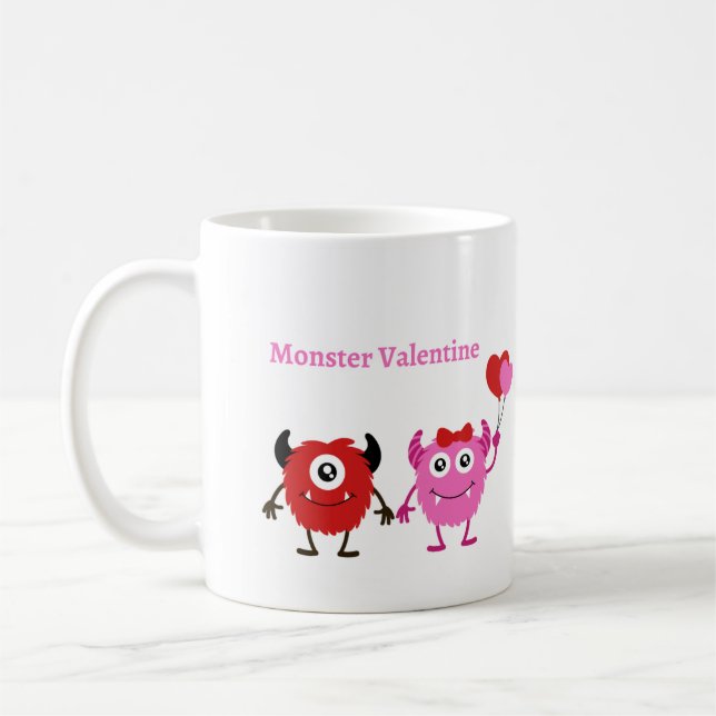 Mug Monster Valentine avec de mignons monstres sur (Gauche)