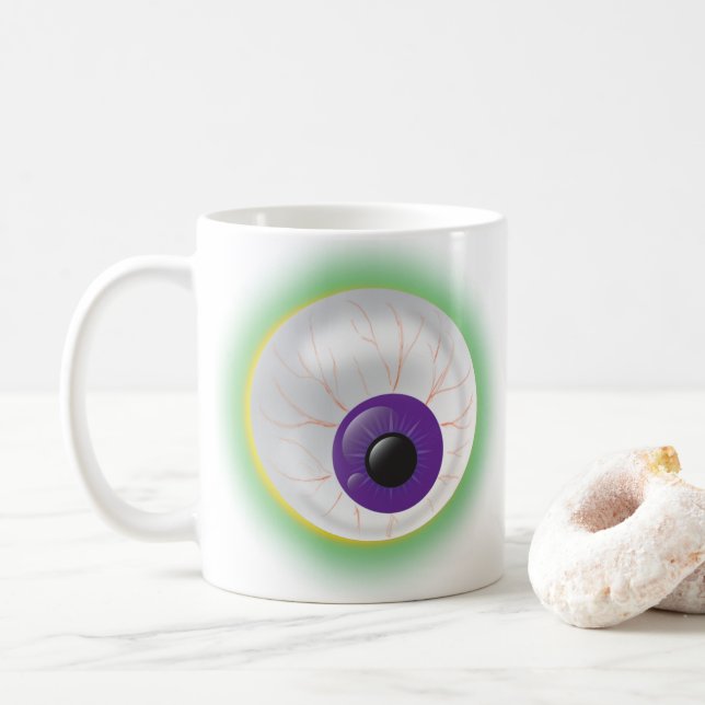 Mug Monster Zombie Eyeball Eye Halloween Déplaisant (Avec donut)
