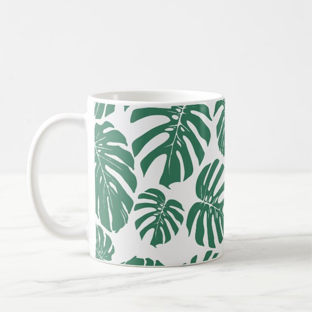 Mug Monstera feuilles sans soudure, motif décoratif. (Gauche)