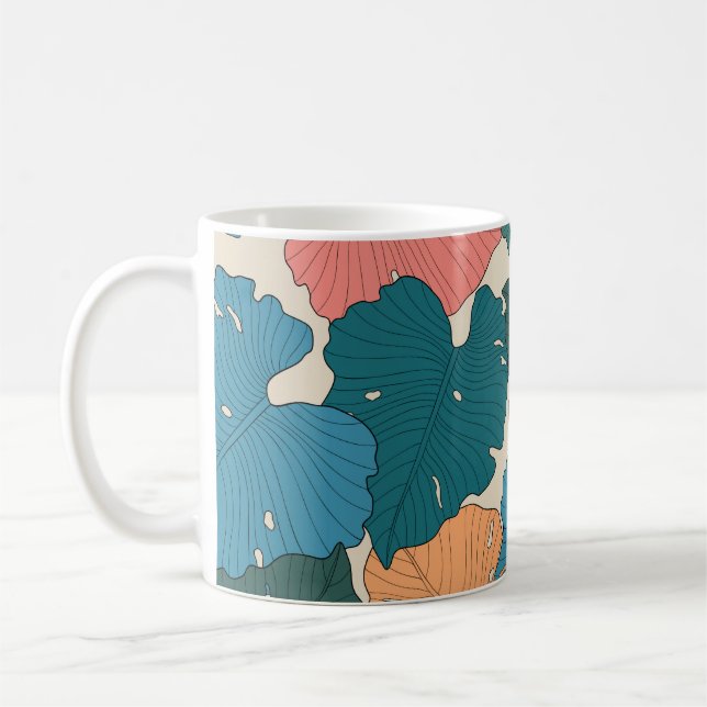 Mug Monstère dessinée à la main feuilles d'orange, ros (Gauche)