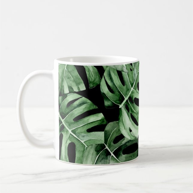 Mug Monstère foncée : Aquarelle tropicale Imprimer. (Gauche)