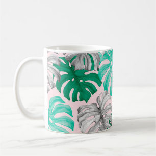 Mug Monstère tropicale feuille dessinée à la main illu