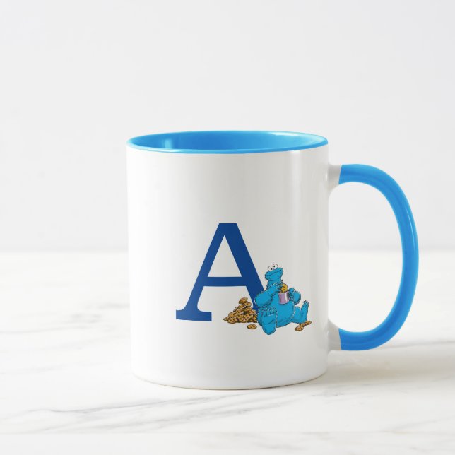 Mug Monstre Cookie vintage Manger Cookies Monogramme A (Droite)