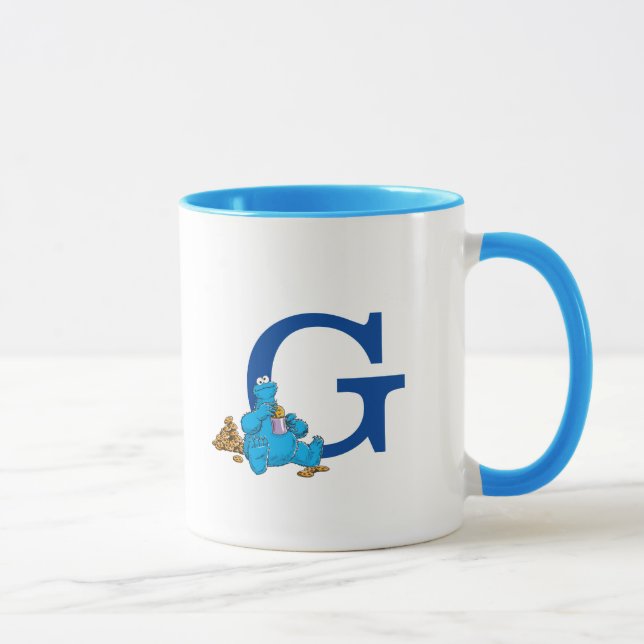 Mug Monstre Cookie vintage Manger Cookies Monogramme G (Droite)