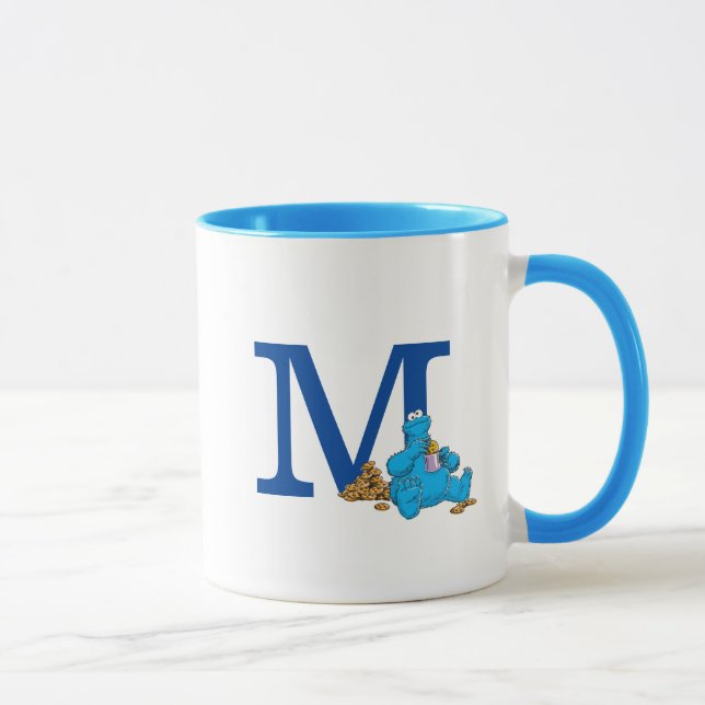 Mug Monstre Cookie vintage Manger Cookies Monogramme M (Droite)