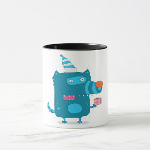 Mug Monstre de dessin animé bleu avec Casquette de fêt