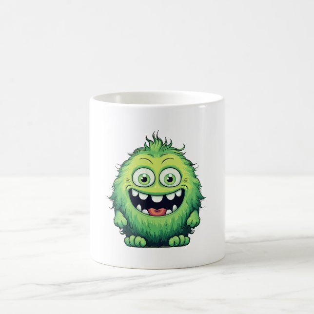 Mug Monstre de dessin animé vert mignon souriant (Centre)