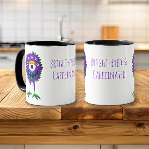 Mug Monstre de dessin animé violet souriant avec un se