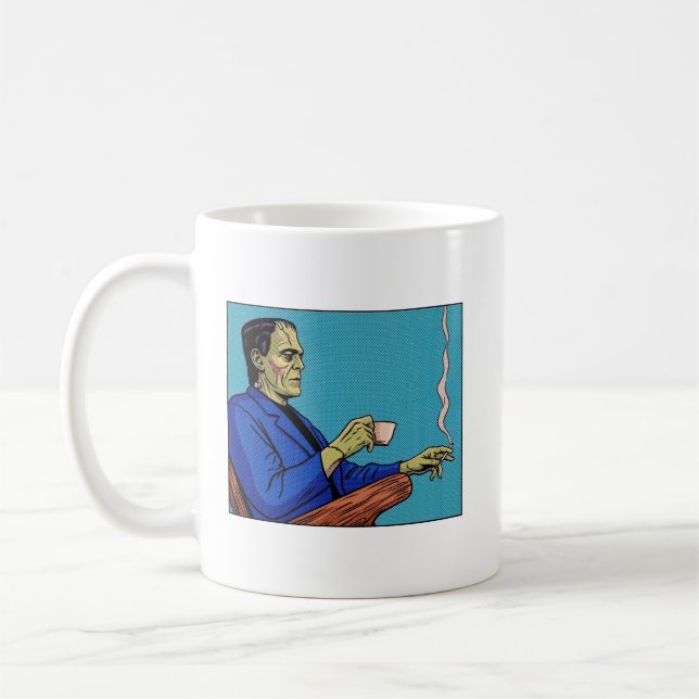 Mug Monstre de Frankenstein Pop Art buvant du thé en d (Gauche)