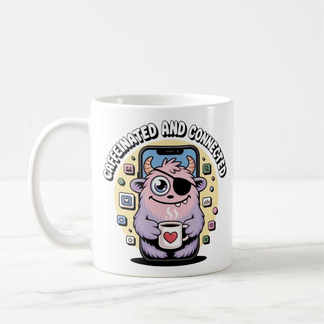 Mug Monstre du Café Réseaux Sociaux Drôle (Gauche)