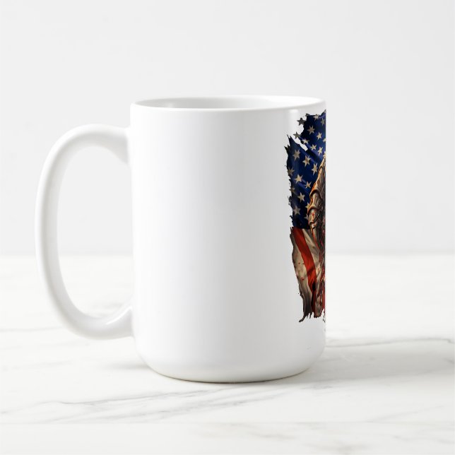 Mug Monstre Féroce Déchirant l'Art du Drapeau Américai (Gauche)