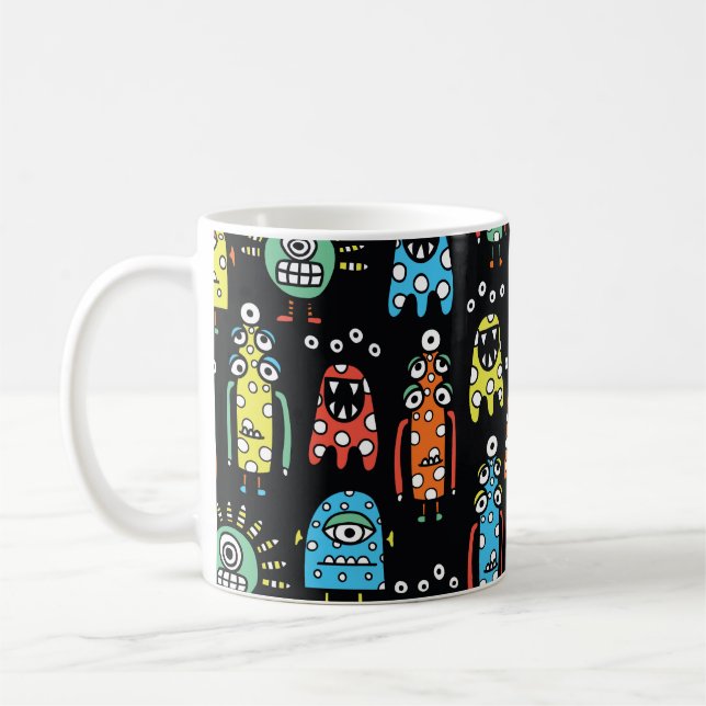 Mug Monstres Aliens : Mignonne Vintage sans couture (Gauche)