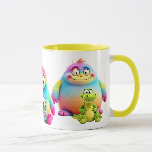 Mug Monstres arc-en-ciel rigolos et bébés crocodiles. (Droite)