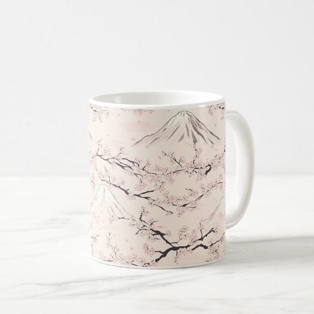 Mug Mont Fuji avec fleurs de cerisier – Japonais (Devant droit)