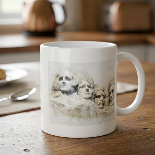 Mug Mont Rushmore, œuvre d'art aquarelle présidentiell