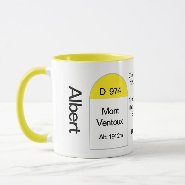 Mug Mont Ventoux, marqueur routier français, vélo de r (Gauche)