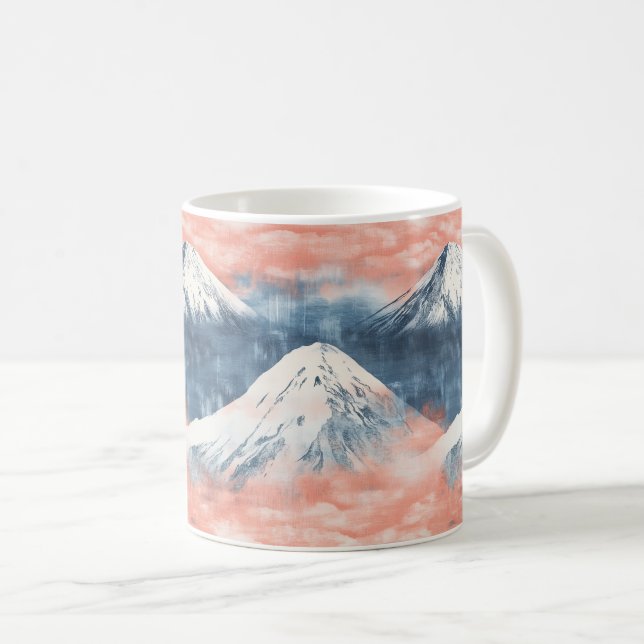 Mug Montagne argentée lavande sous le soleil couchant  (Devant droit)