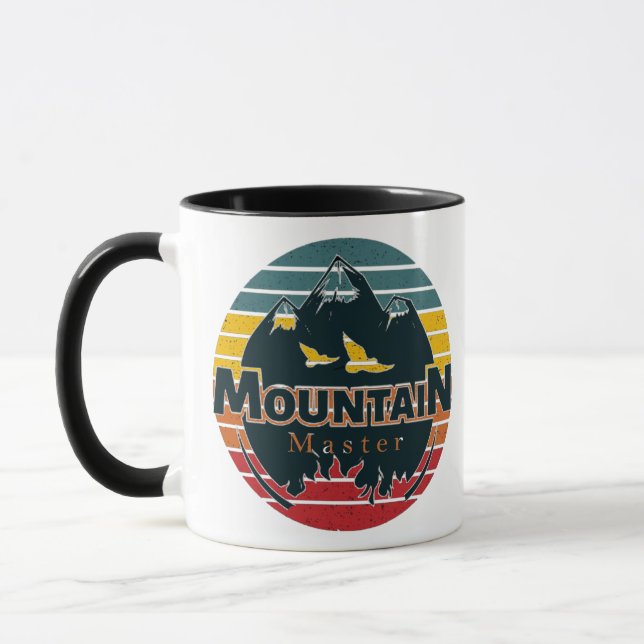 Mug Montagne de coucher de soleil rétro maître  (Gauche)