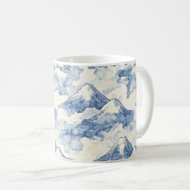 Mug Montagnes enneigées bleu blanc équilibrées (Devant droit)