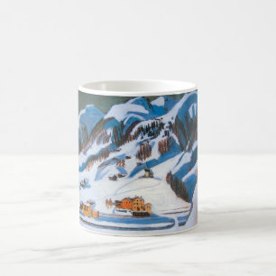 Mug Montagnes et maisons dans la neige, paysage hivern