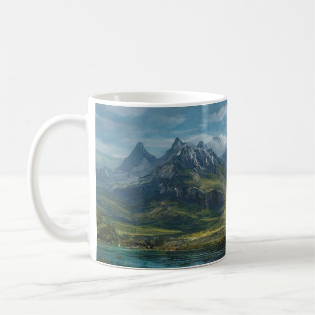 Mug Montagnes pâturage de l'herbe de rivière (Gauche)